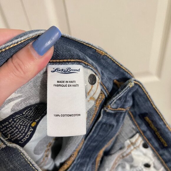 Lucky Brand Men's Dark Wash Distressed 221 Original Straight Jeans Size 32 32 - Picture 7 of 9